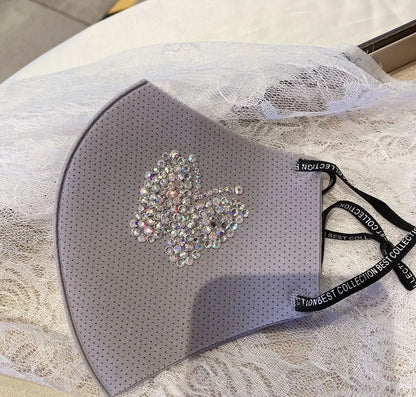 Handmade Butterfly Mask with Rhinestones and Breathable Design