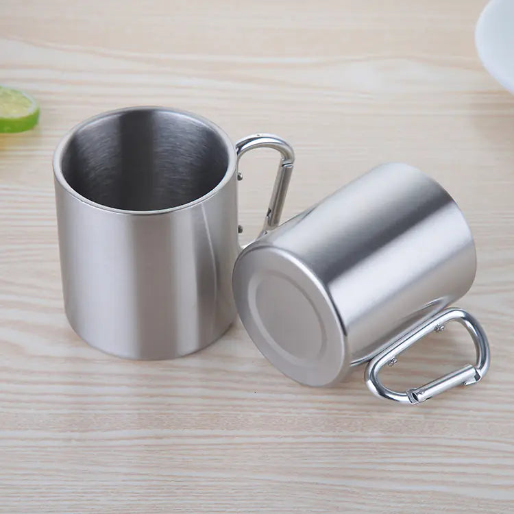 Stainless Steel Portable Travel Mug with Locking Clip