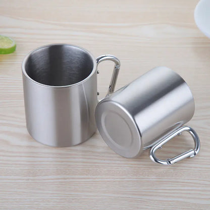 Stainless Steel Portable Travel Mug with Locking Clip