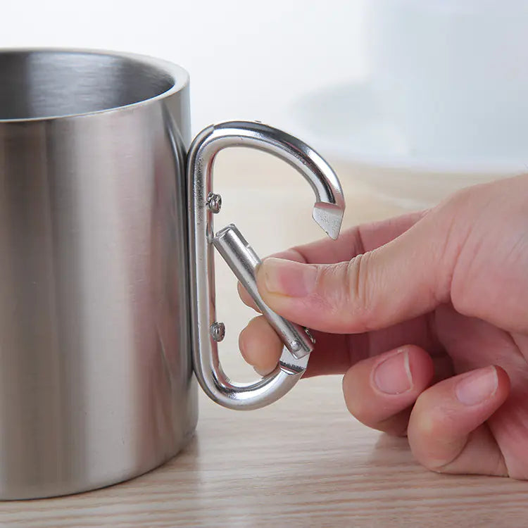 Stainless Steel Portable Travel Mug with Locking Clip