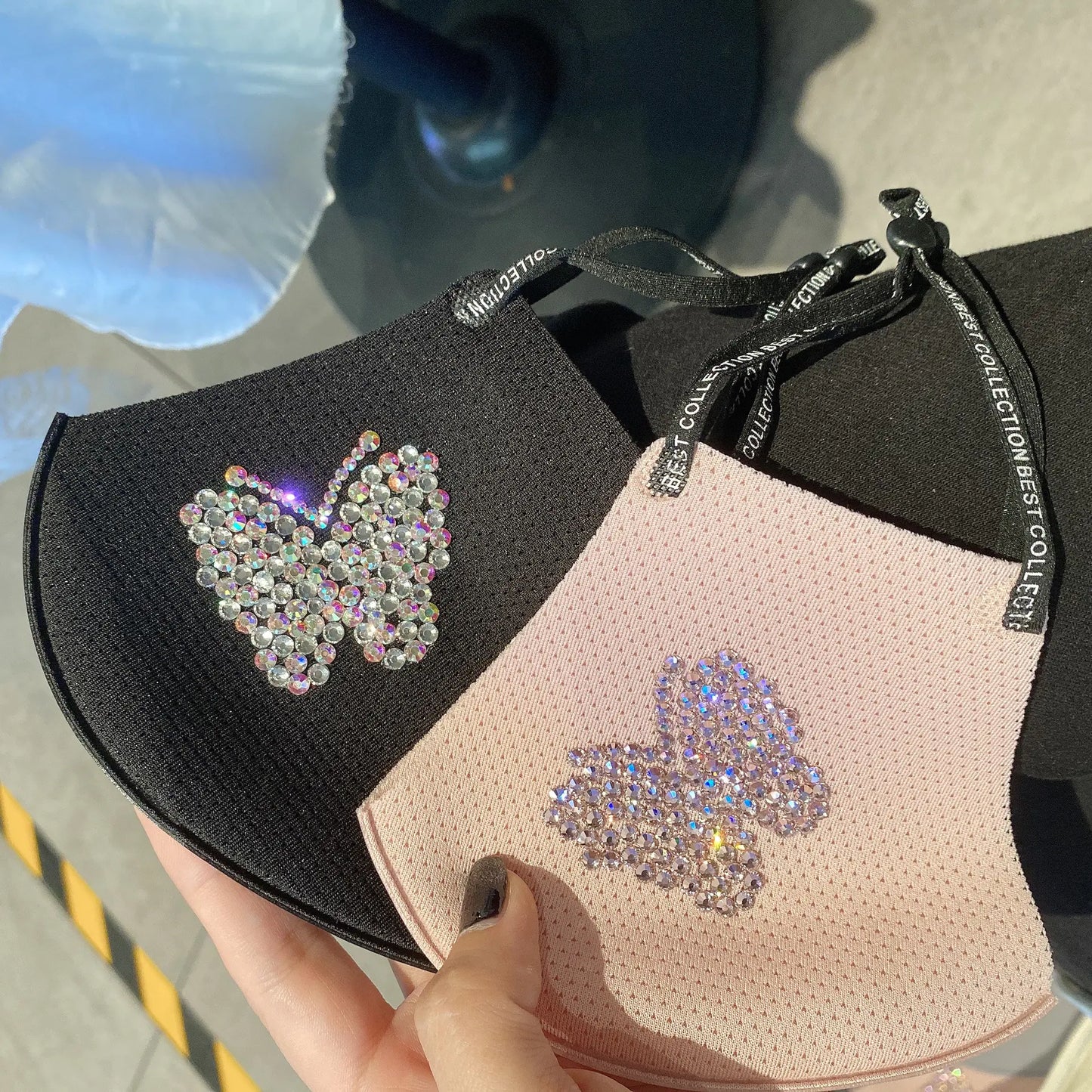 Handmade Butterfly Mask with Rhinestones and Breathable Design