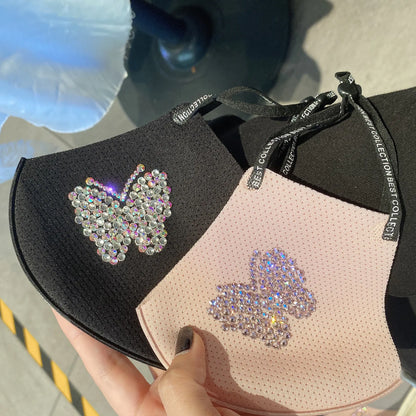 Handmade Butterfly Mask with Rhinestones and Breathable Design