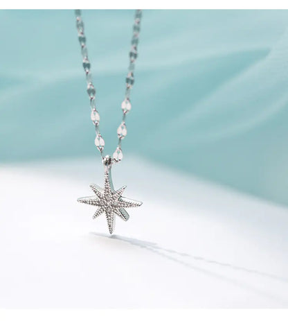 Trendy Silver-Plated Moon and Star Layered Necklace