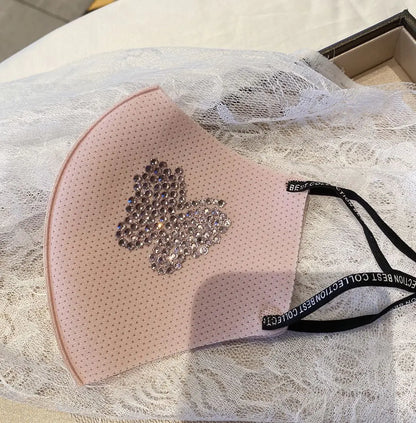Handmade Butterfly Mask with Rhinestones and Breathable Design
