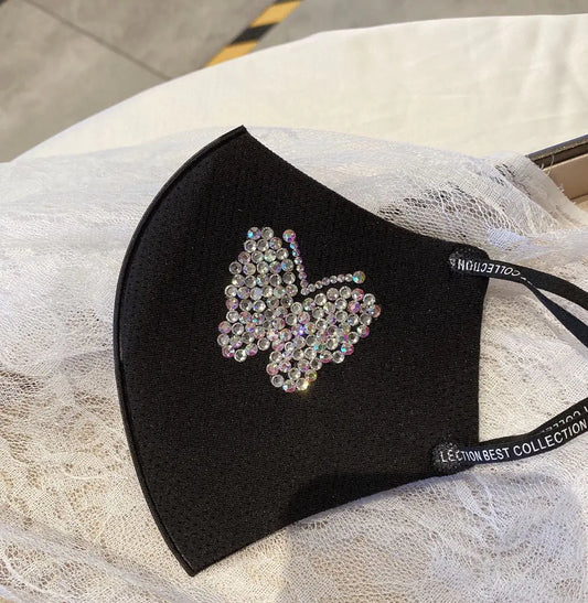 Handmade Butterfly Mask with Rhinestones and Breathable Design