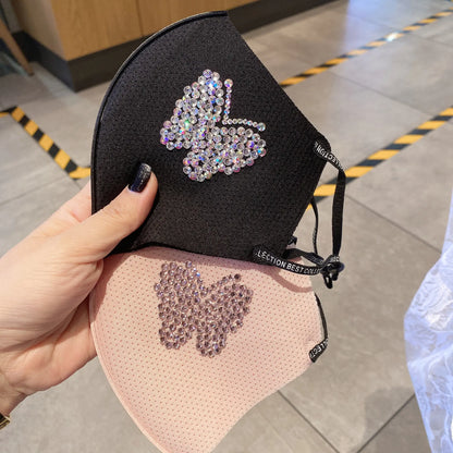 Handmade Butterfly Mask with Rhinestones and Breathable Design